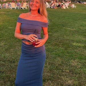 Pull & Bear off the shoulder top-skirt set